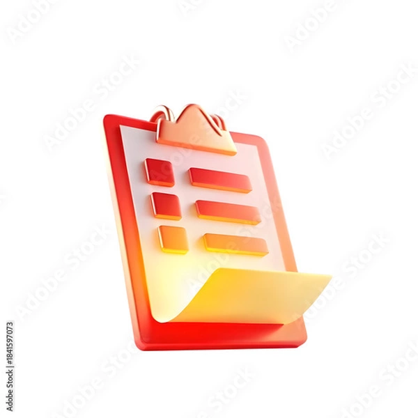 Fototapeta Clipboard Note – 3D Task List or Reminder Icon	