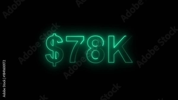 Fototapeta Neon line bright 7k followers isolated turquoise color 4k illustration on black background. Vibrant neon shiny 7k text turquoise color 4k illustration digits for high-resolution. 