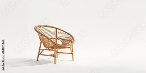 Fototapeta Bamboo chair placed against a plain white backdrop suitable for furniture catalog images