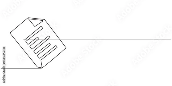 Obraz Clipboard with checklist icon continuous one line drawing of outline vector illustration, One continuous line vector drawing of a folder. Outline documents background icon. Saving securities vector .
