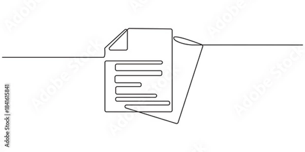 Obraz Clipboard with checklist icon continuous one line drawing of outline vector illustration, One continuous line vector drawing of a folder. Outline documents background icon. Saving securities vector .