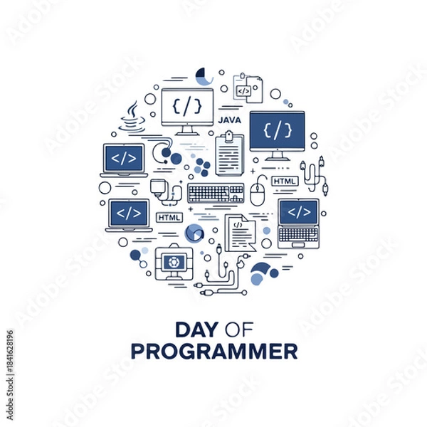 Obraz Day of Programmer Coding and Development Icons Sphere