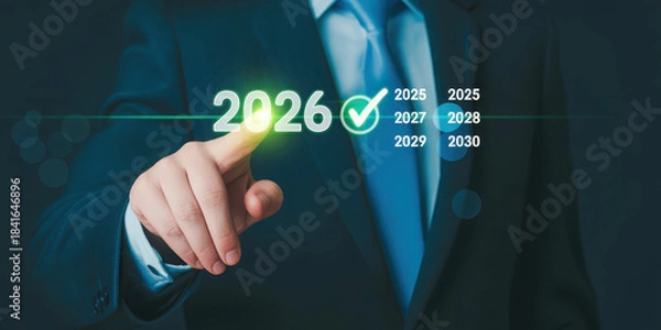 Obraz Businessman selecting 2026 from virtual timeline