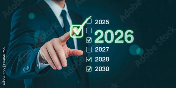 Obraz Businessman selecting year 2026 from checklist
