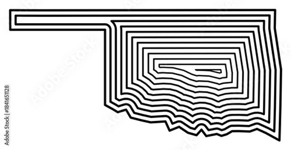 Obraz Symbol Map of the State Oklahoma (United States of America) showing the state border buffered inside with black tapering lines