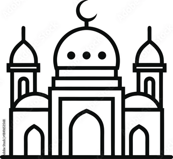 Obraz mosque outline vector illustration on white background.