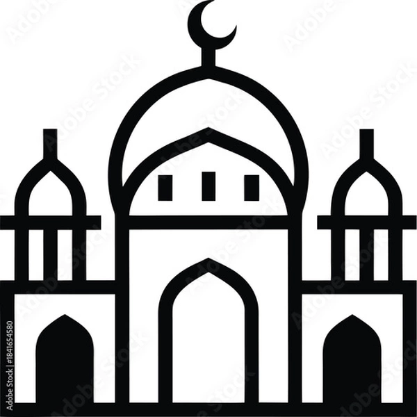Obraz mosque outline vector illustration on white background.