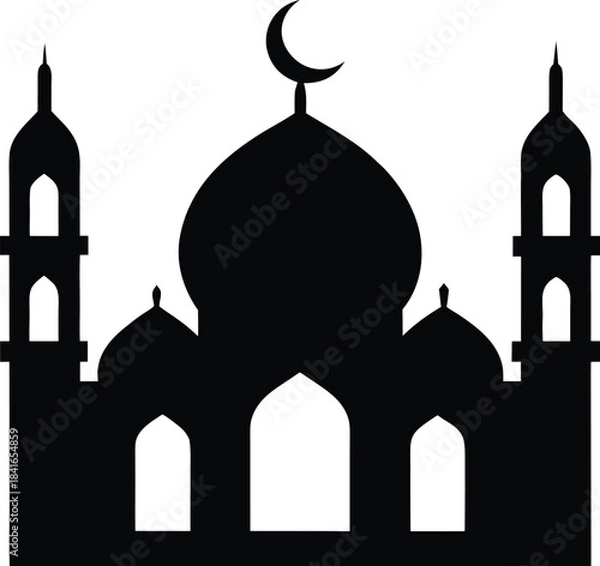 Obraz mosque silhouette vector illustration on white background.