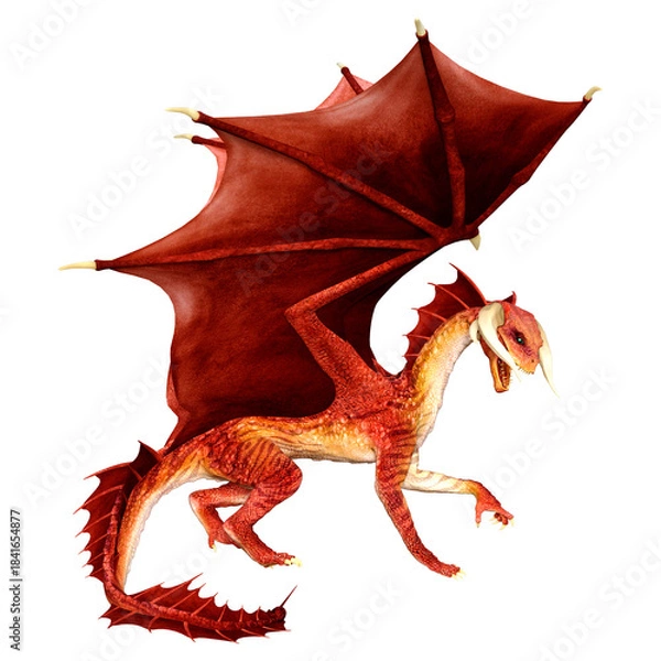 Obraz 3D Rendering Fairy Tale Dragon on White