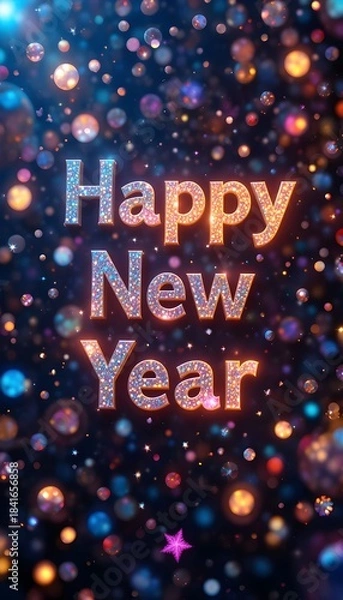 Fototapeta Happy New Year 2026 Fireworks Celebration Glittering Night Sky, Festive Lights, and New Year Wishes for a Bright Future