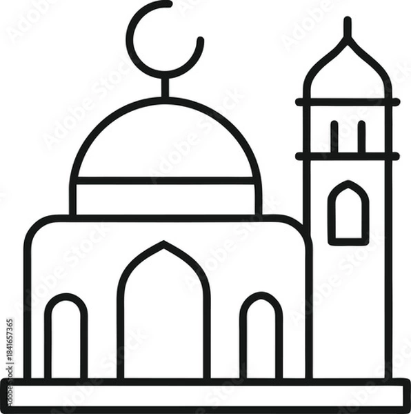 Obraz mosque outline vector illustration on white background.