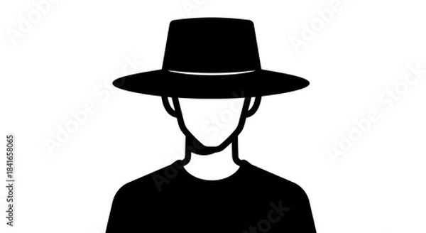 Fototapeta Faceless Silhouette: Mysterious Figure in Wide-Brimmed Hat creating a bold graphic portrayal