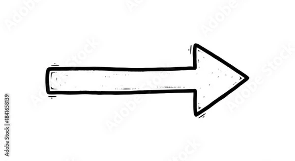 Fototapeta Hand-drawn arrow with textured strokes indicating direction on a clean white background