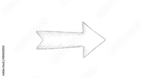 Fototapeta Hand-drawn directional arrow with subtle shading pointing to the right orientation