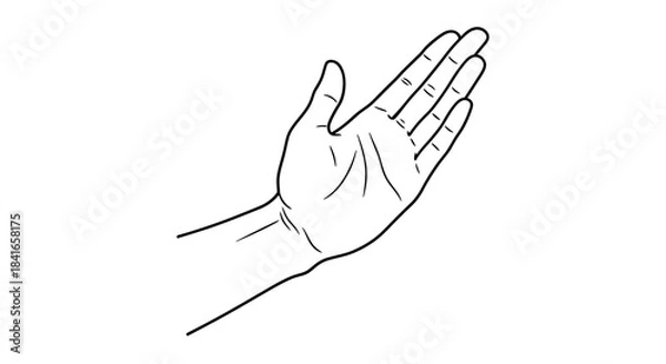 Fototapeta Hand gesture outline illustration displaying an open palm in a welcoming position