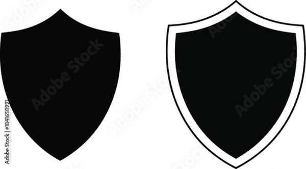 Obraz Black shield icon set on white background