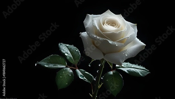 Obraz white rose isolated on black
