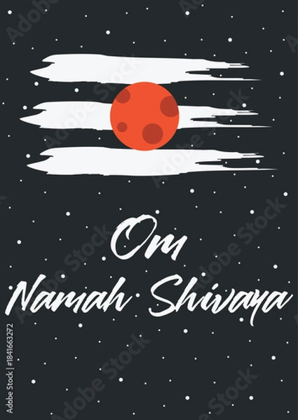 Fototapeta Om Namah Shivaya. Tripundra symbol on black cosmic background. Hindu spiritual vector illustration