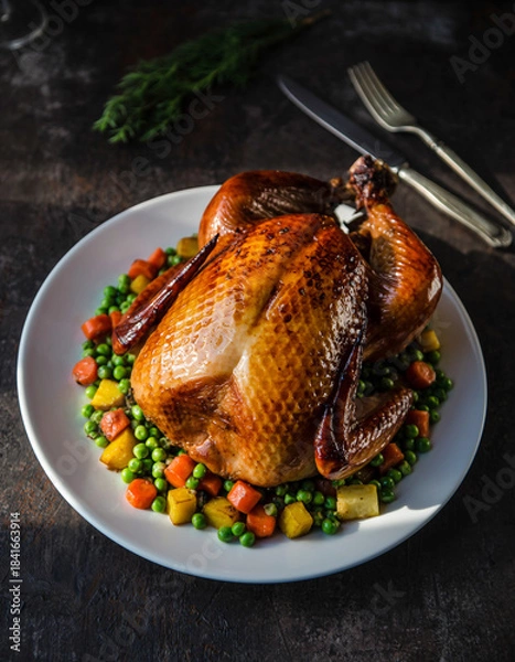 Obraz roast turkey with vegetables