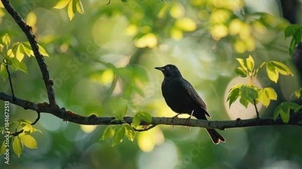 Obraz Sleek Blackbird Perched Gracefully