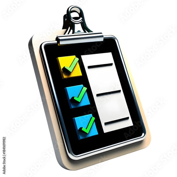 Fototapeta Clipboard Note – 3D Task List or Reminder Icon