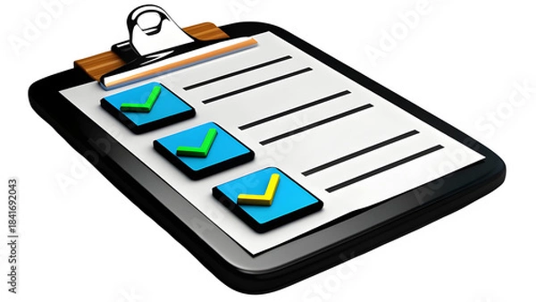 Fototapeta Clipboard Note – 3D Task List or Reminder Icon