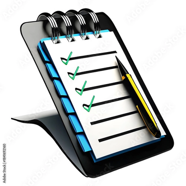 Fototapeta Clipboard Note – 3D Task List or Reminder Icon