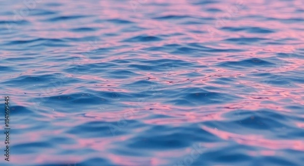 Obraz Gentle ripples on serene blue water surface reflecting soft pink sunset light