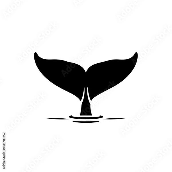 Fototapeta Whale's Tail Silhouette: A striking silhouette of a whale's tail emerges from the water, conveying a sense of majesty and the mystery of the deep ocean.
