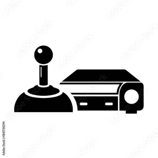 Fototapeta Retro Gaming: An iconic silhouette of a classic joystick and vintage console, evoking a sense of nostalgia for the golden era of video games.