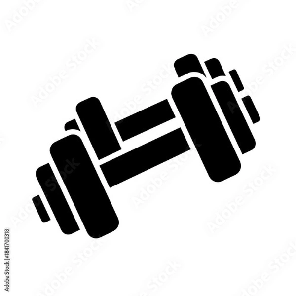 Fototapeta Strength in Silhouette: A sleek, minimalist silhouette of a dumbbell, embodying fitness, strength, and the pursuit of a healthy lifestyle.