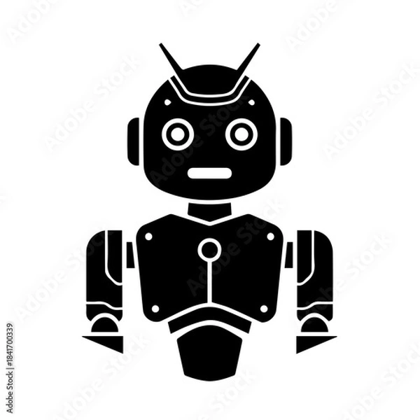 Fototapeta Robot Icon: A sleek, modern robot, perfect for illustrating themes of technology, innovation, and futuristic concepts, rendered with clean lines and a minimalist aesthetic.