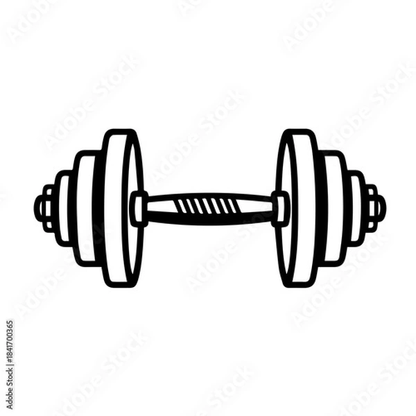 Fototapeta Weightlifting Equipment: A detailed, clear image of a dumbbell, the quintessential tool for strength training, captured in a clean and modern style.