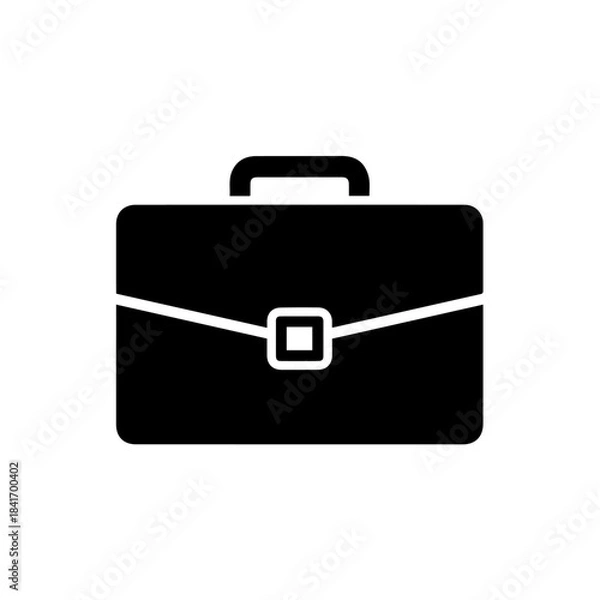 Fototapeta Modern Briefcase Icon: A minimalist image of a sleek, black briefcase, symbolizing professionalism, business, and essential documents.