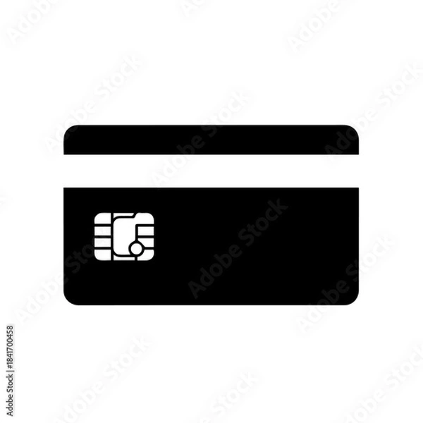Fototapeta Digital Payment Icon: A sleek, modern credit card, rendered in monochrome. The image focuses on the ease and security of electronic transactions in the digital age.