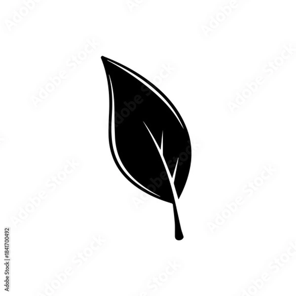 Fototapeta Leaf's Silhouette: A close-up shot captures the simple elegance of a solitary leaf, rendered in a bold, dark silhouette, inviting the eye to appreciate the intricate details of nature's design.