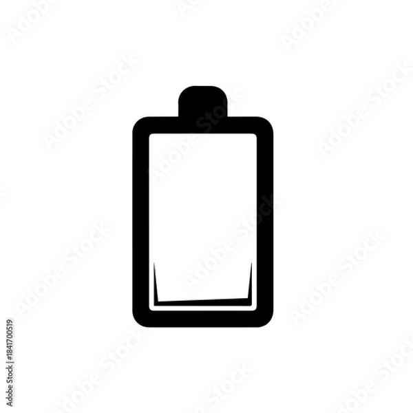 Fototapeta Low Battery Power Icon: The black and white symbol of a nearly depleted battery, a universal indicator of low power or energy, perfectly clean and minimalist.