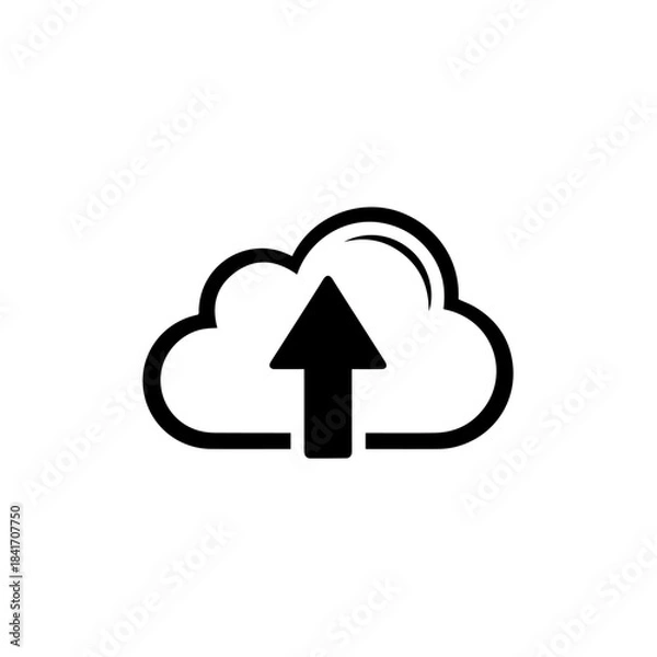 Fototapeta Cloud computing network connection symbol of an upload and download arrow icon button vector illustration