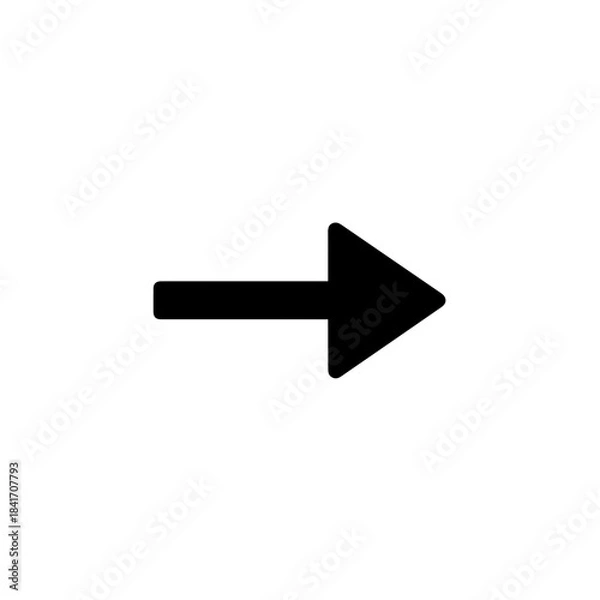 Fototapeta Black arrow sign illustration for success direction icon, a 3D web symbol pointing the way, isolated on white with growth concept design