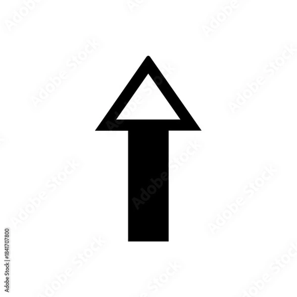 Fototapeta Black arrow sign symbol icon representing 3d growth and success direction concept on a white background