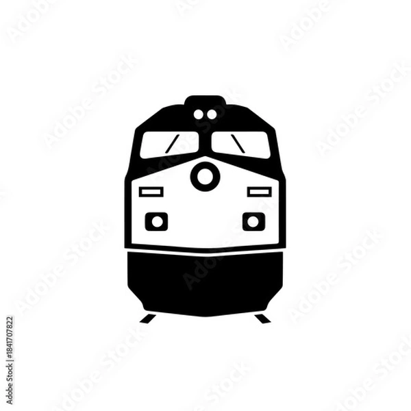 Fototapeta Train Icon: A stark monochrome image of a train, capturing the essence of transportation and engineering with a modern, minimalist design.