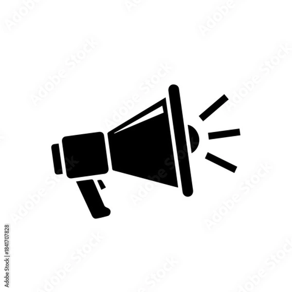 Fototapeta Loudspeaker Silhouette: A bold black silhouette of a loudspeaker, projecting sound waves.