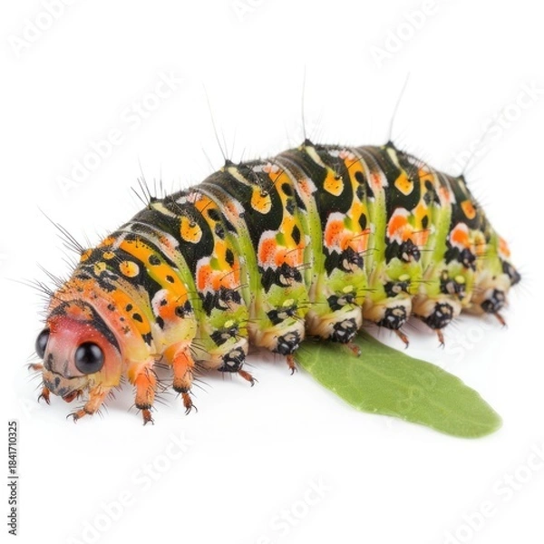 Obraz Vibrant Caterpillar on White Background