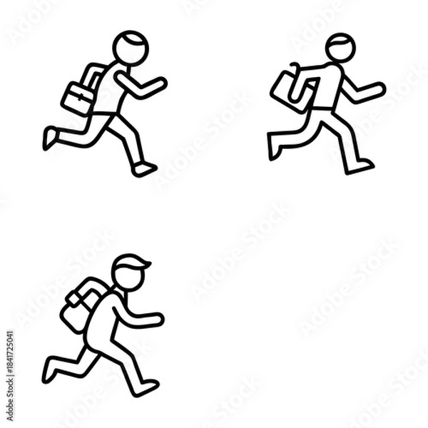 Fototapeta Three outlined illustrations of women holding laboratory beakers. Each drawing is a simplified