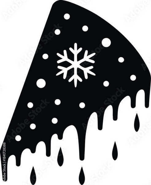 Fototapeta Melting Pizza Slice with Snowflake Vector