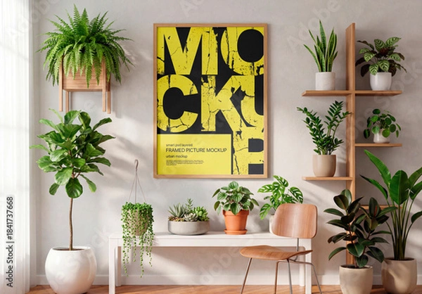 Obraz Framed Picture Mockup with Plants
