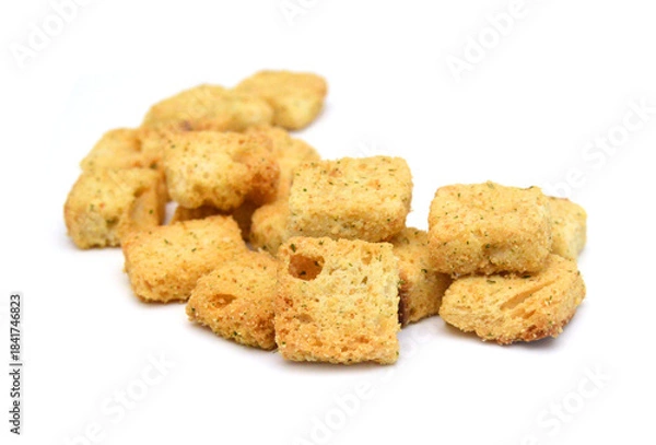 Obraz Garlic and cheese bread slices on white background