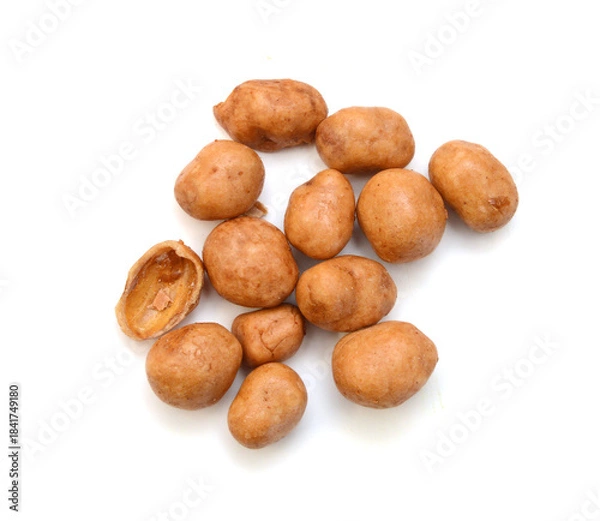 Obraz Dried peanuts in closeup on white