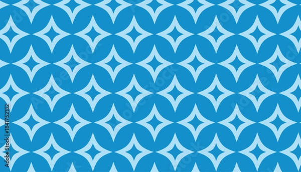 Fototapeta Seamless geometric wave pattern with curved diamond shapes forming repeating abstract blue design