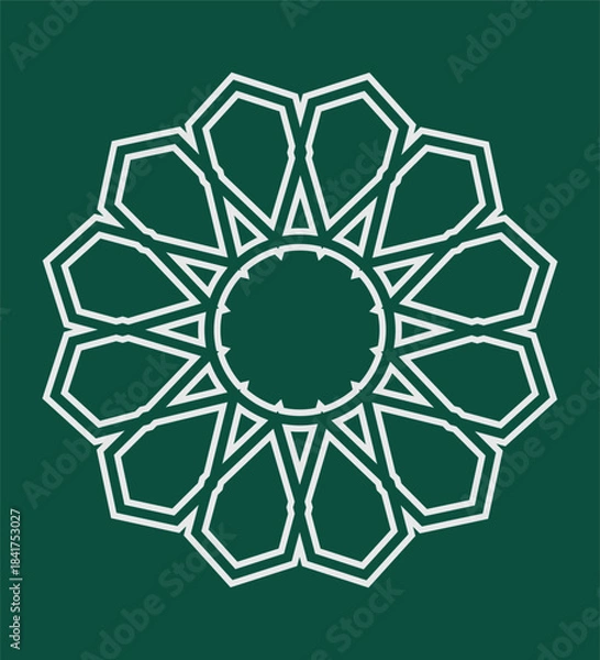 Fototapeta Geometric floral mandala ornament with interlocking linear pattern in symmetrical circular design